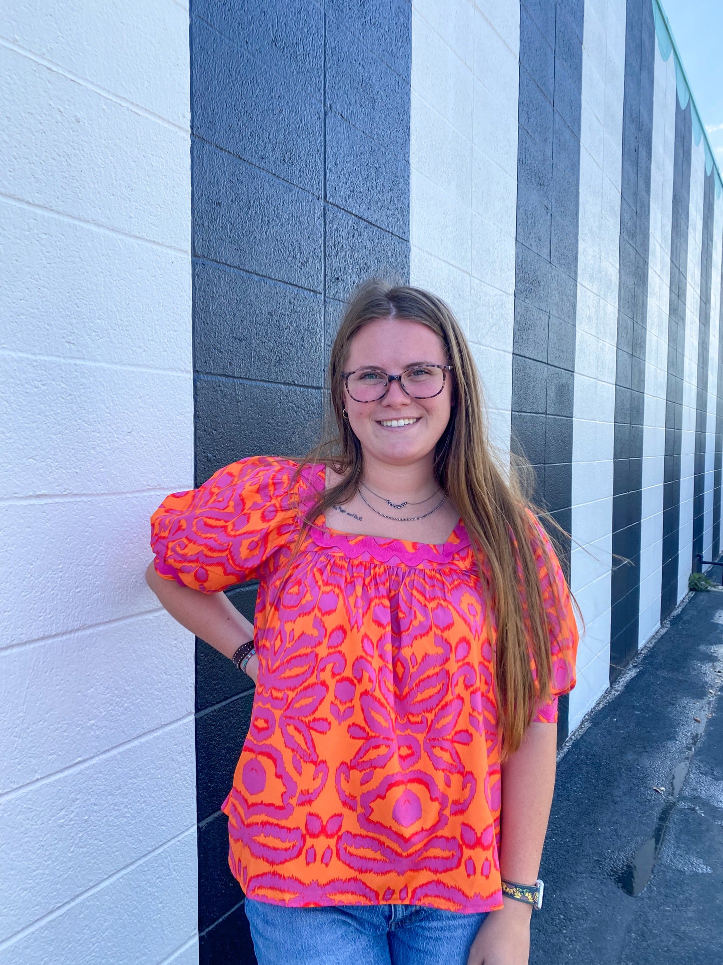 Square Neck Honolulu Orange Top