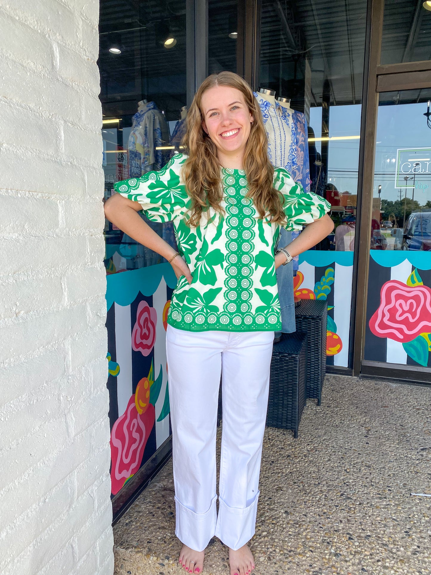 Emerald Moments Puff Sleeve Top