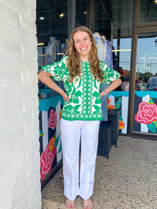 Emerald Moments Puff Sleeve Top