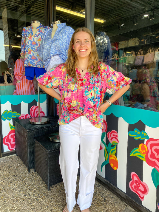 Floral Breeze Puff Sleeve Top