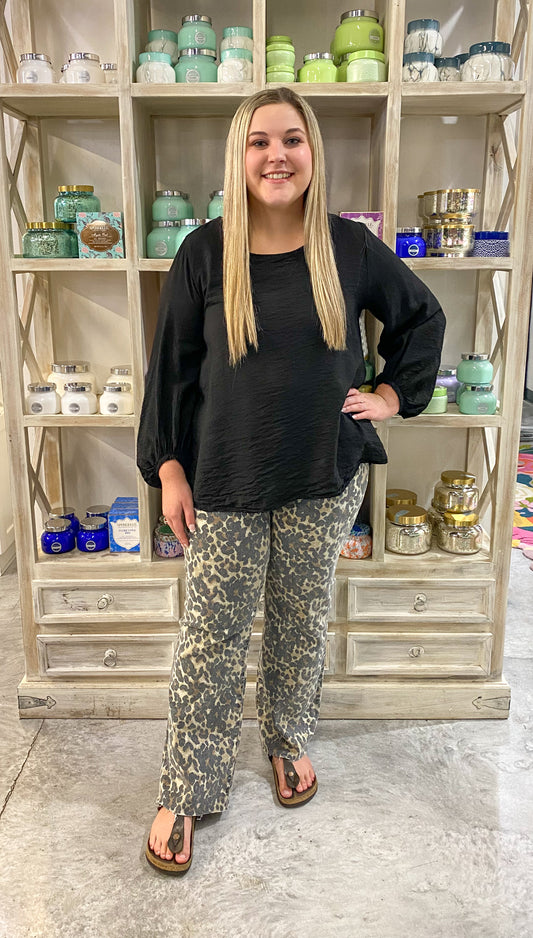 Leopard Kelsey High Rise Ankle Flare Jean
