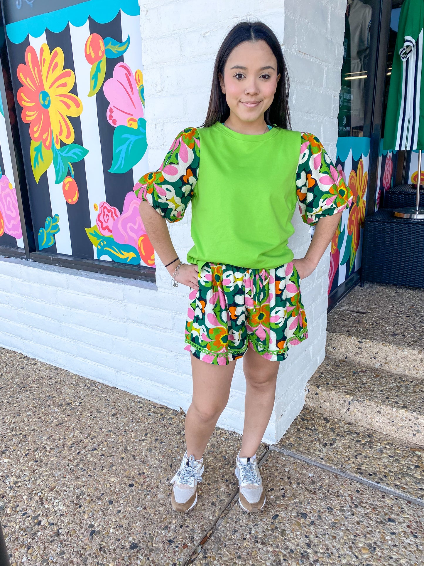 Modern Floral Puff Sleeve Top