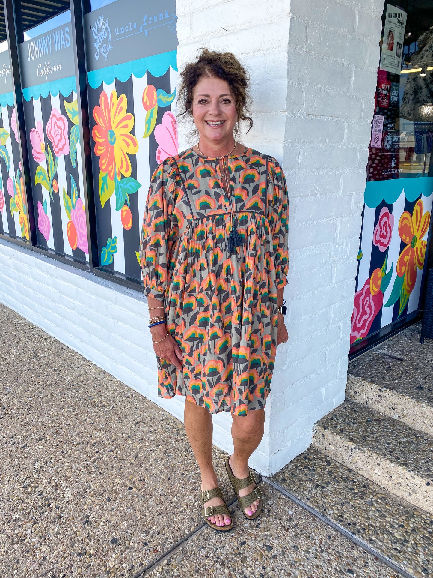 Taupe Crazy Blooms Dress