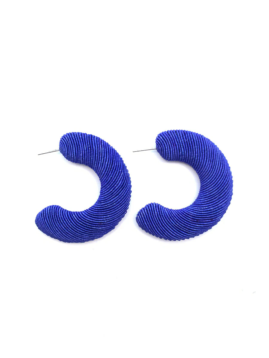 Corded Large Hoops in Royal Blue