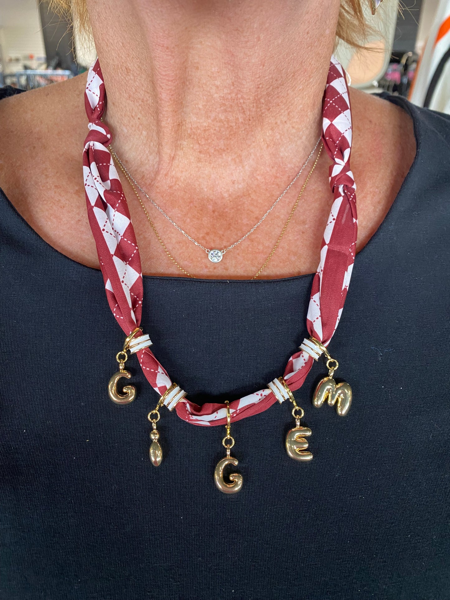 Gig Em Game Day Scarf Necklace