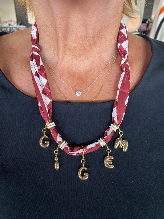 Gig Em Game Day Scarf Necklace