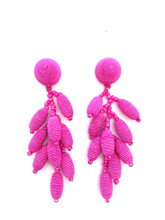 Hot Pink Corded Cluster Earrings