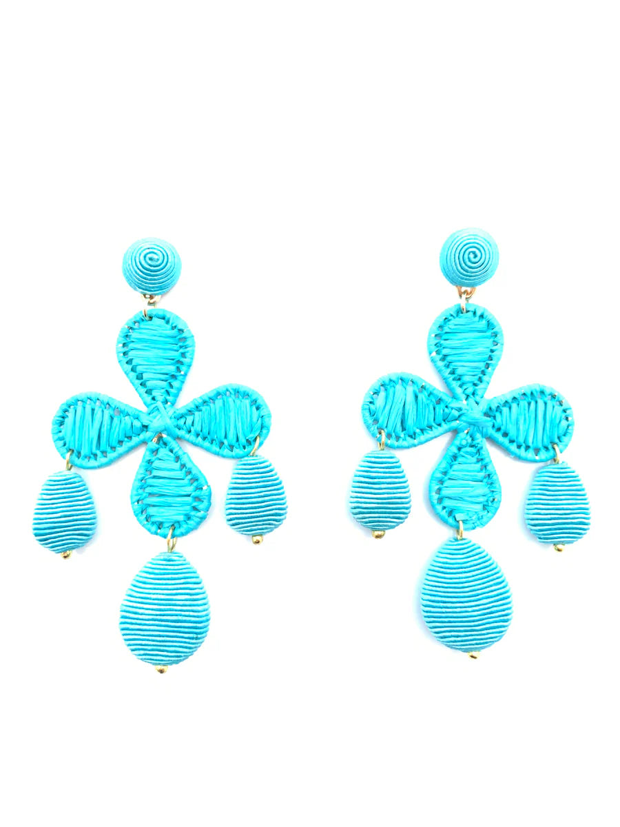 Cord and Rattan Quatrefoil Drop Earring