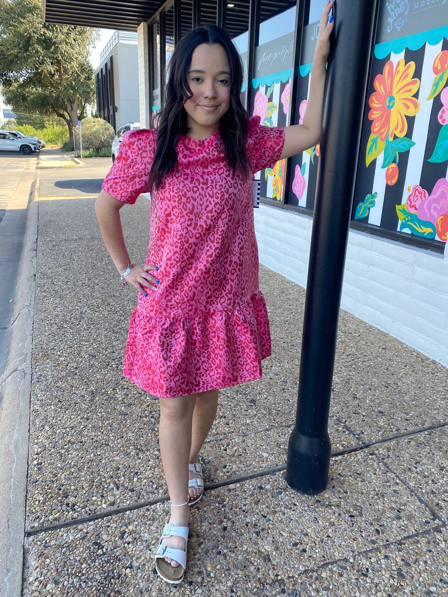 Leopard Berry Flounce Dress