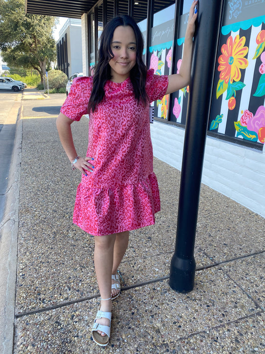 Leopard Berry Flounce Dress