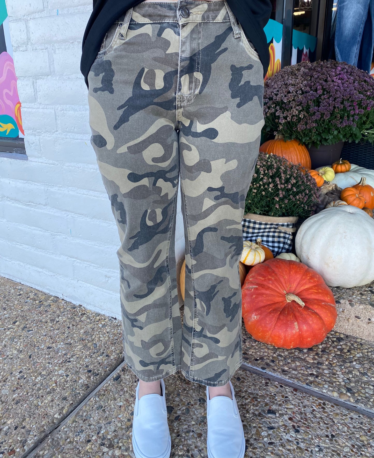 Camo Olive Kelsey High Rise Ankle Flare Pant