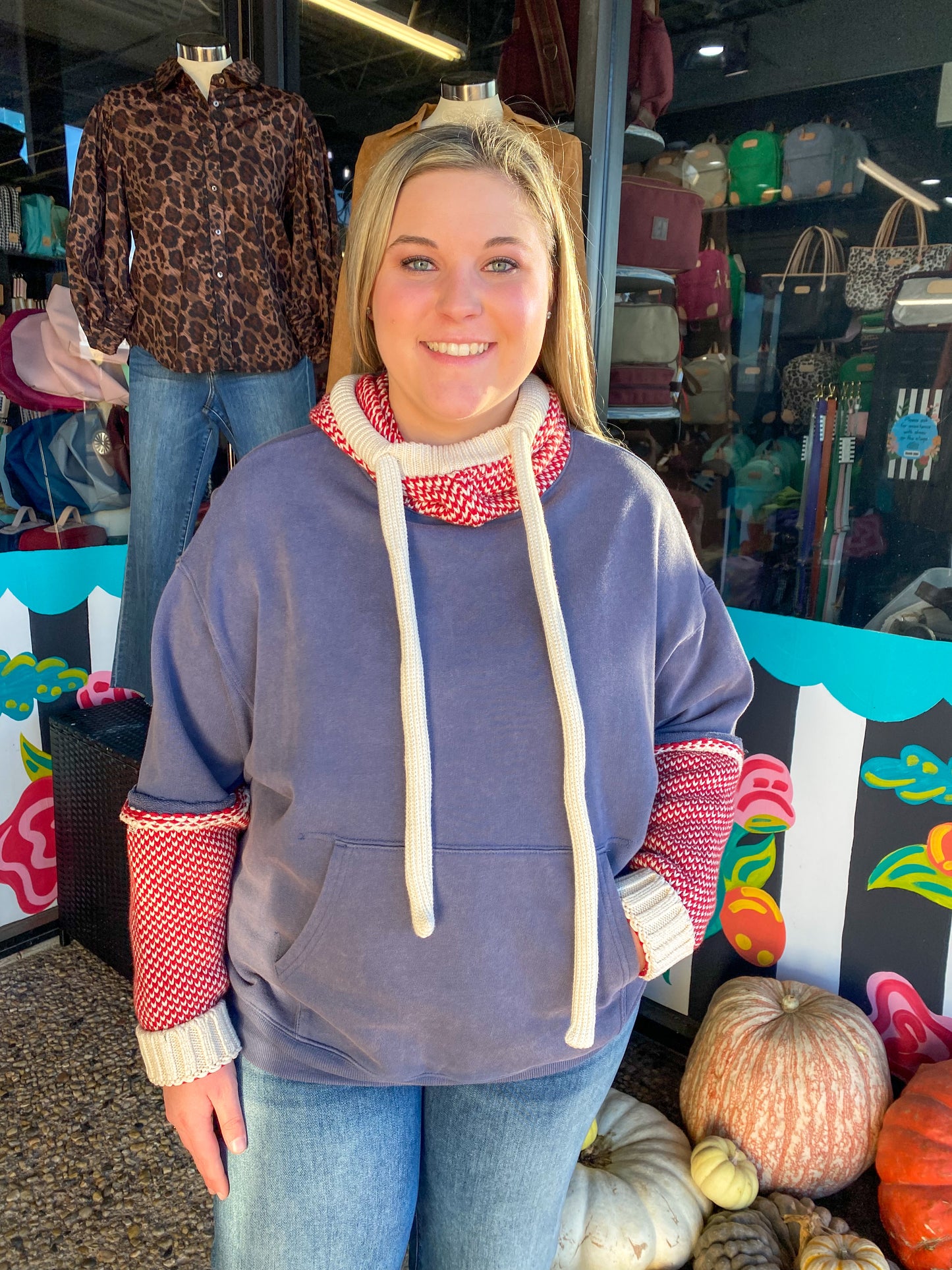 Indigo Snug Bonnet Sweatshirt