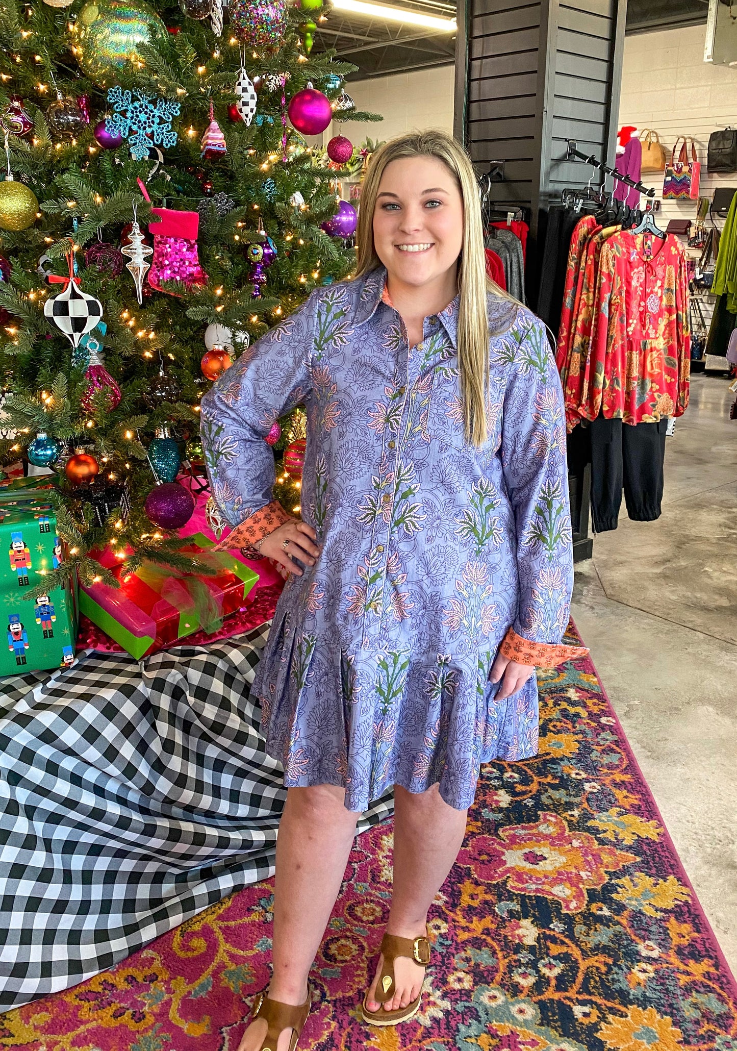 Lilac Drop Waist Pleated Skirt Dress