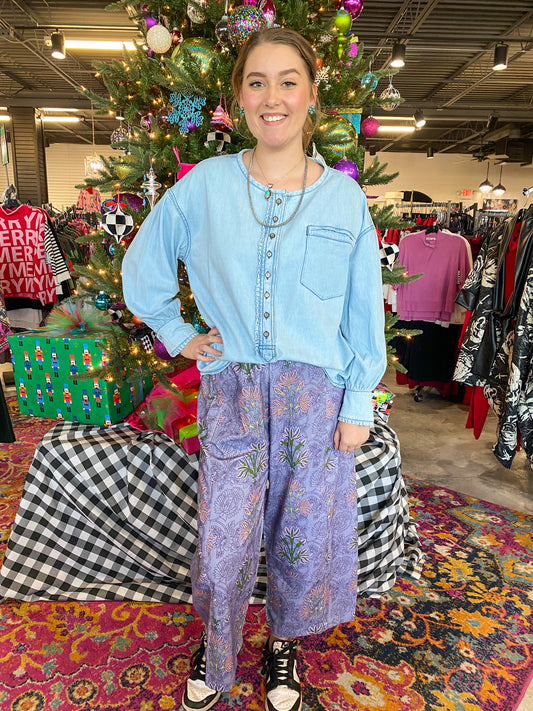 Block Print Corduroy Pants