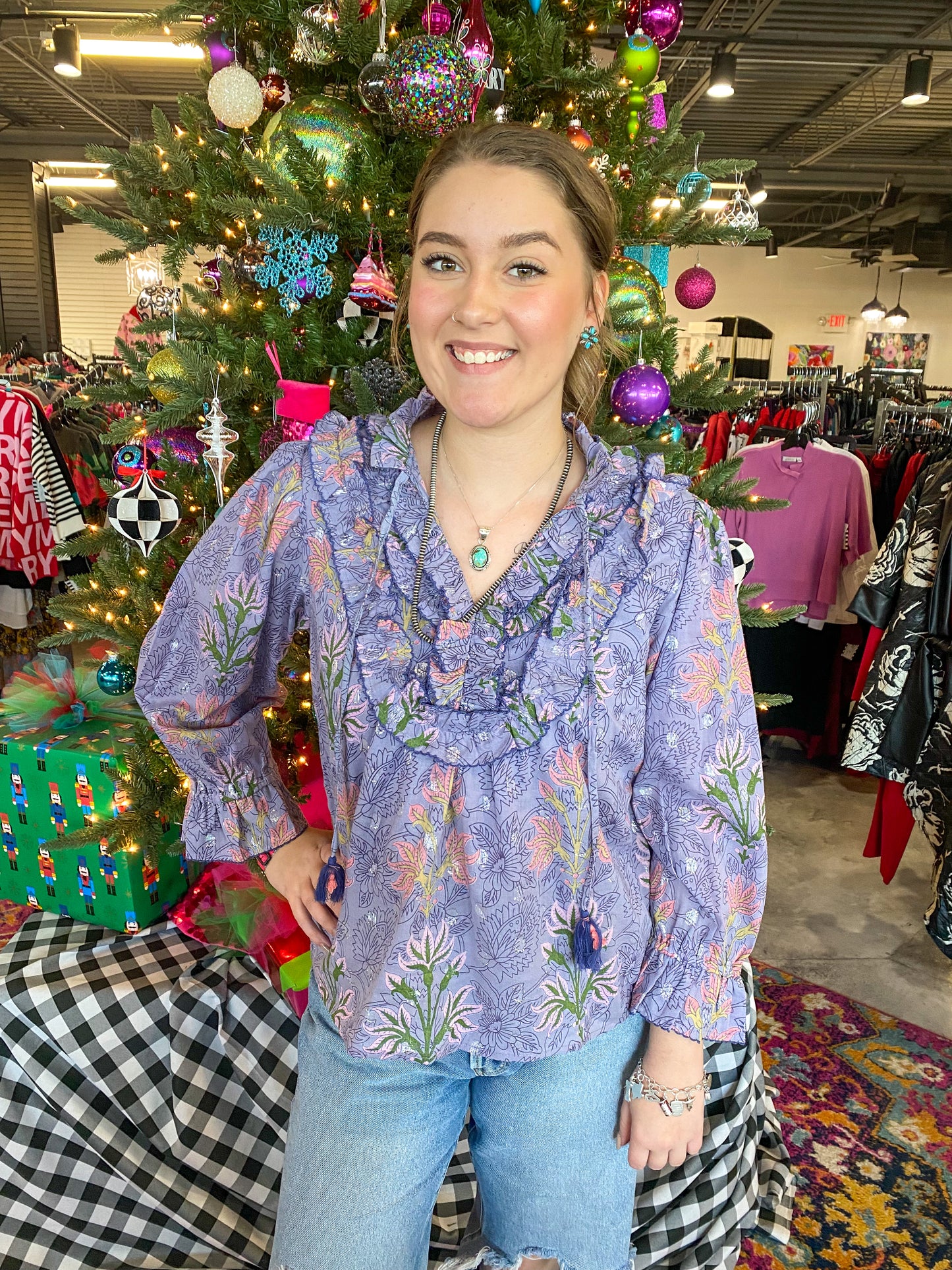 Block Print and Sparkle Top