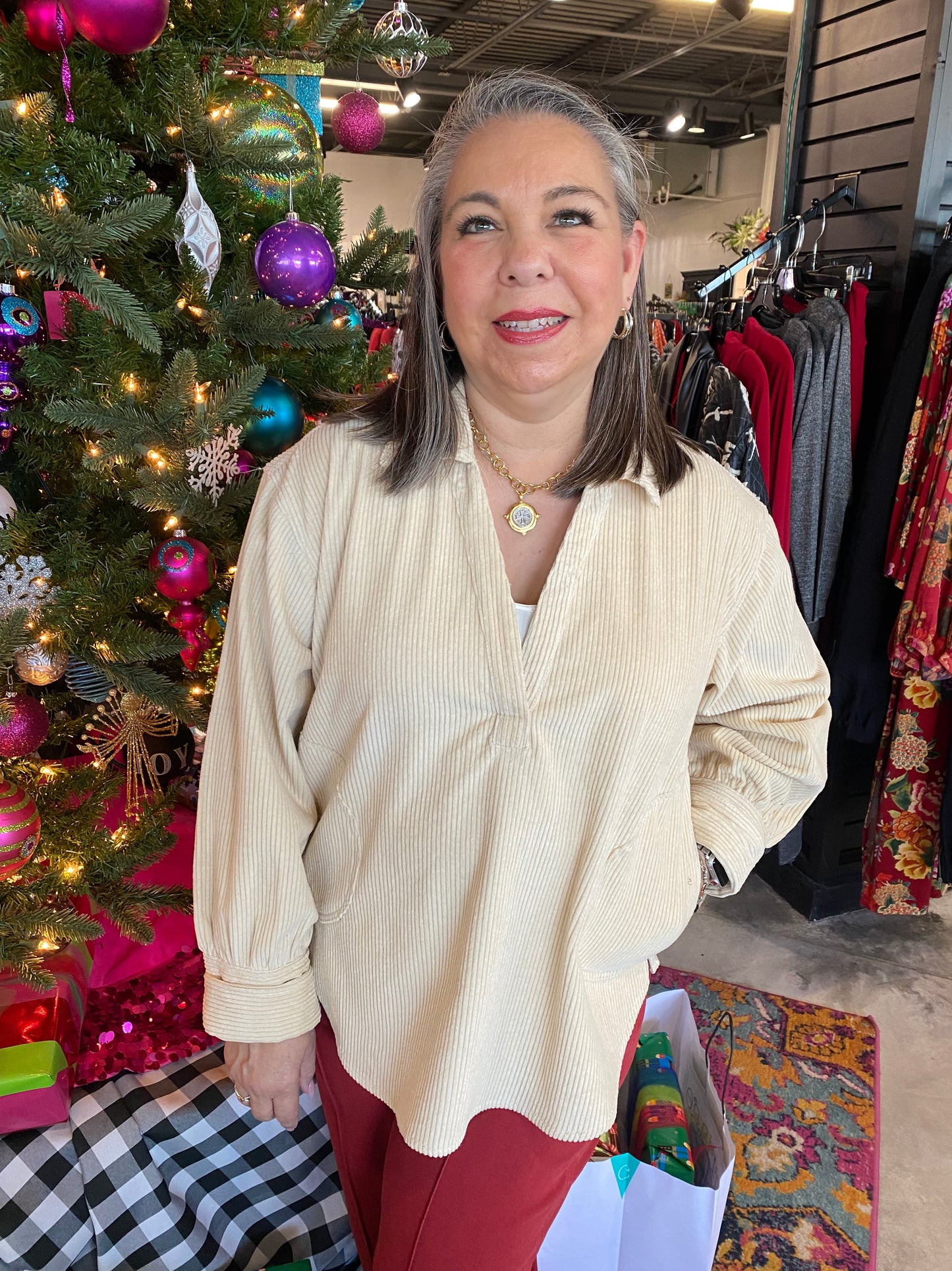 Ivory Corduroy Popover