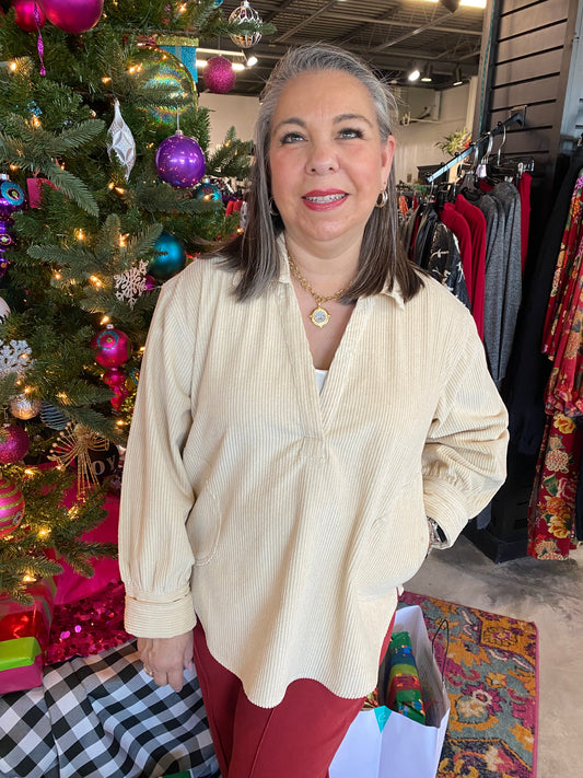 Ivory Corduroy Popover