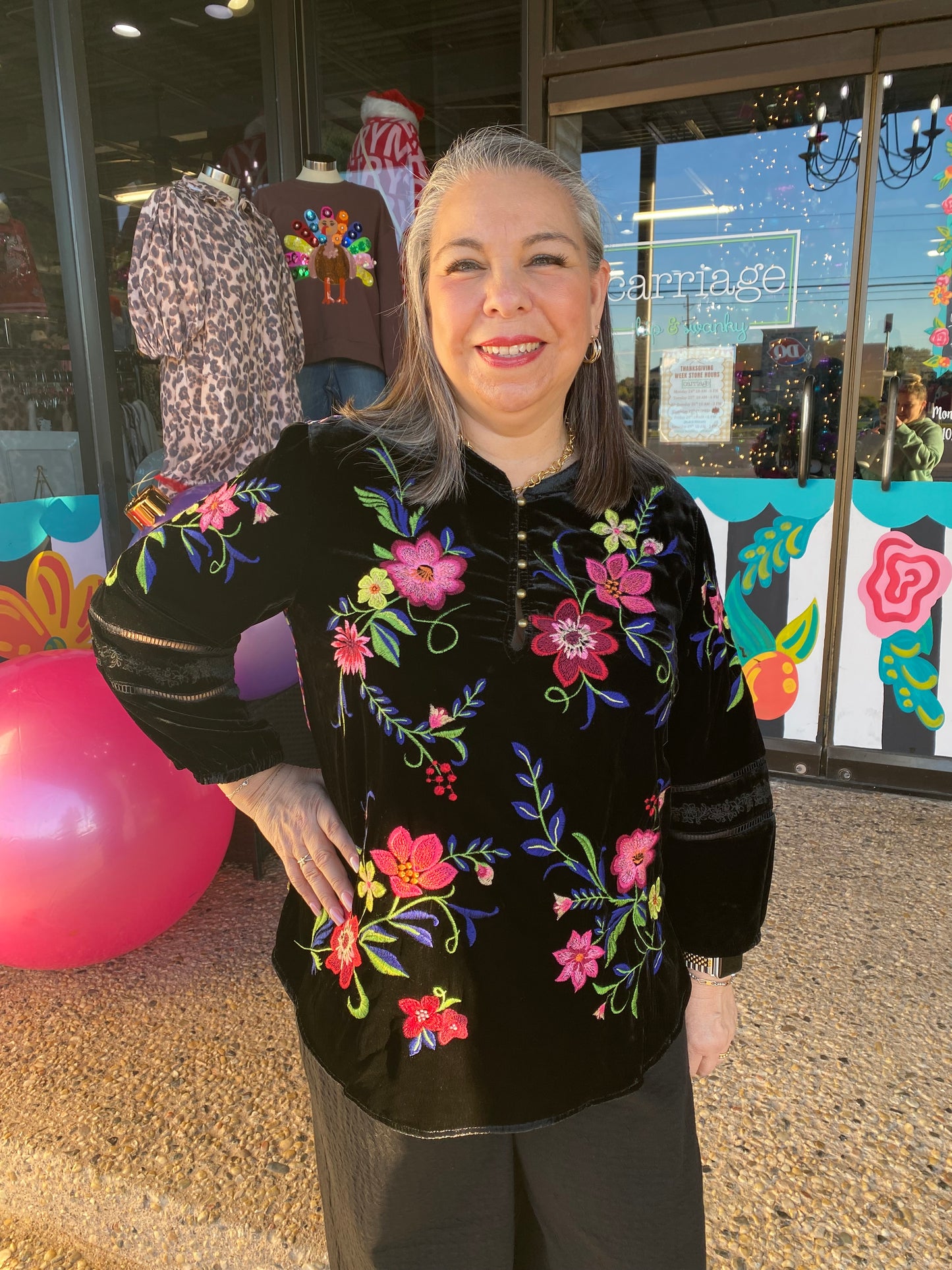 Black Embroidered Velvet Tunic