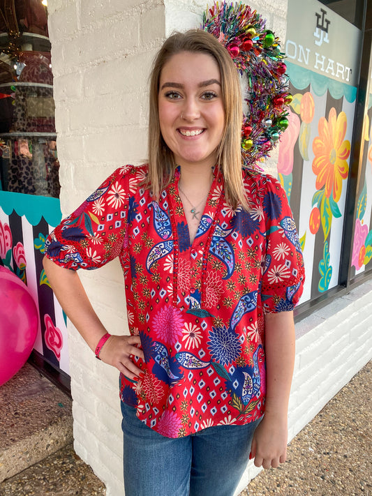 Firework Lace Trim Top