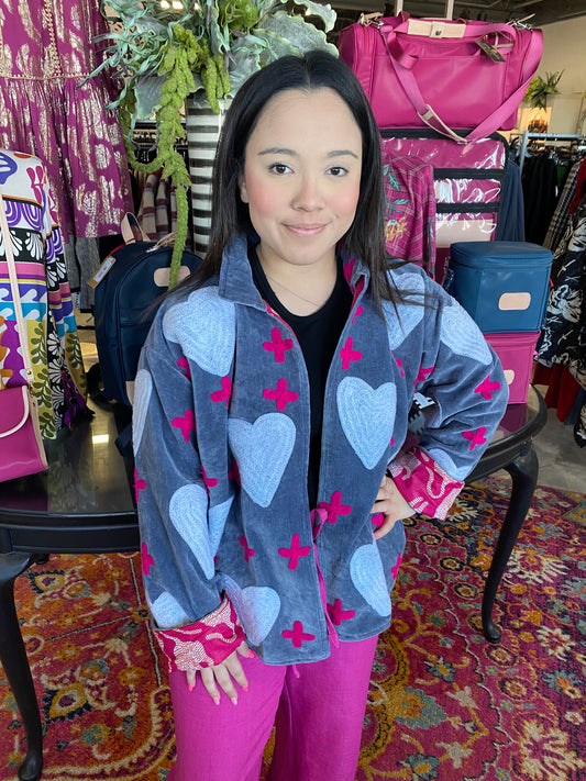 Heart and Cross Velvet Jacket