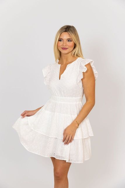 Eyelit Vneck Tier Dress