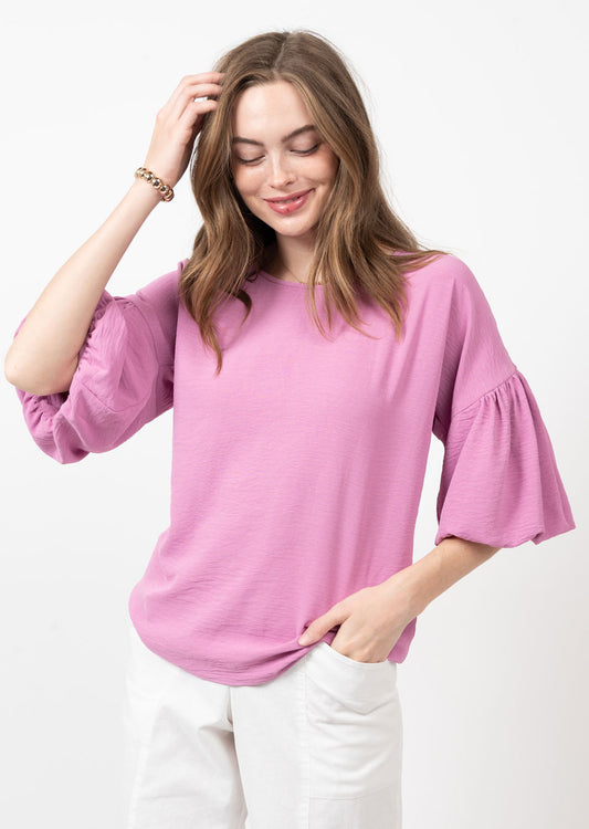 Lavender Pouf Sleeve Top