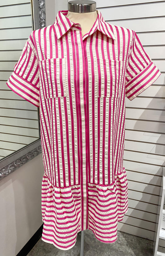 Pink and White Striped Dress