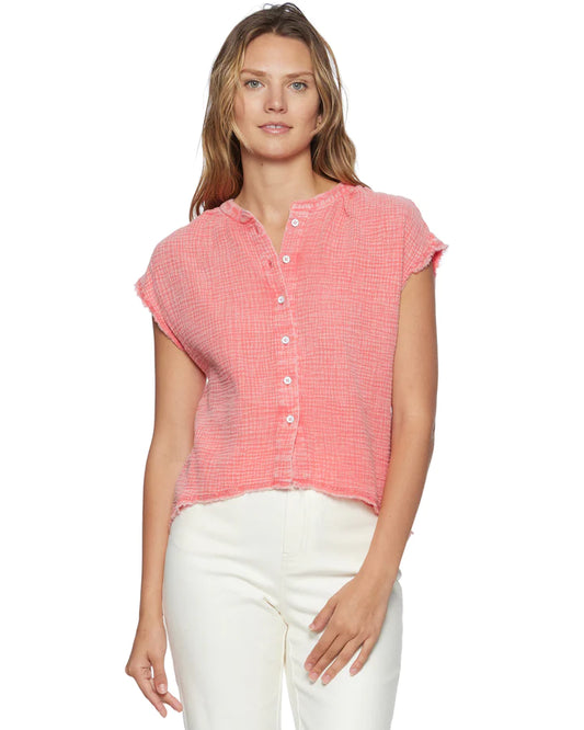 Gauze Coral Button Up