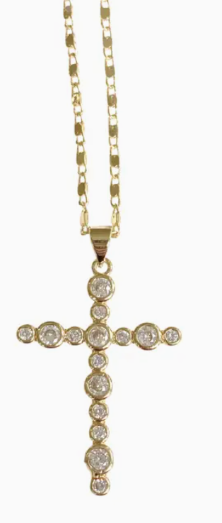 Bezel Gold Cross Necklace