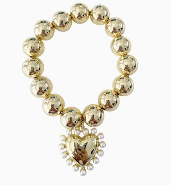 Gina Bracelet Pearl Heart Gold