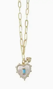 Pearl Heart Necklace Turquoise