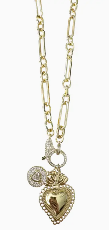Violet Necklace with Heart Charms