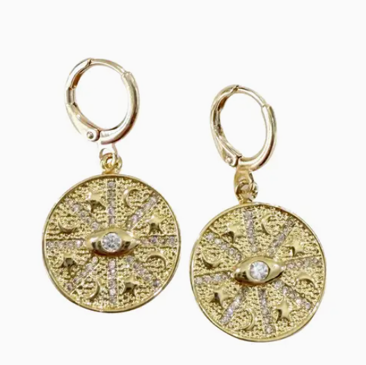 Eye Coin Huggie Earrings