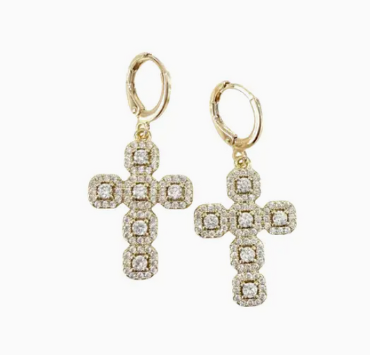 Square Cross Huggie Earrings