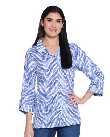 Wire Collar Zebra Print Top