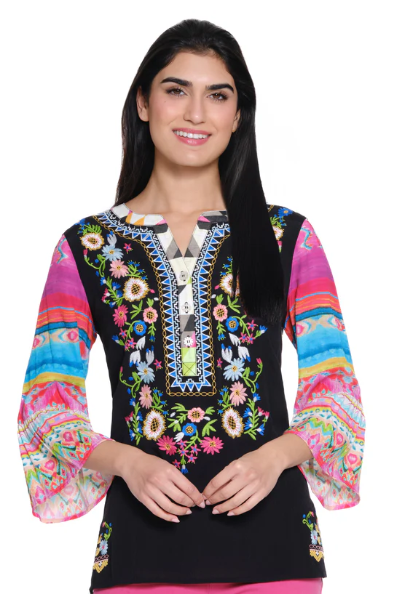 Embroidered Black Popover