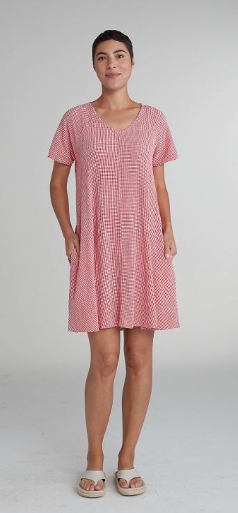 Harbor Red V-Neck Swing Dress