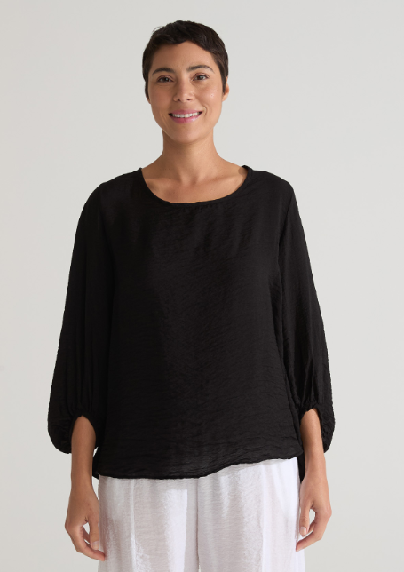 Black Balloon Sleeve Top