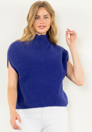 Turtleneck Ribbed Vest