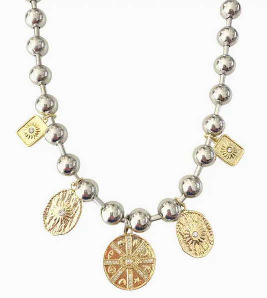 Multi Coin Silver Charm Necklace