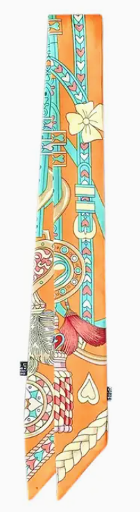Orange and Turquoise Scarf Necklace