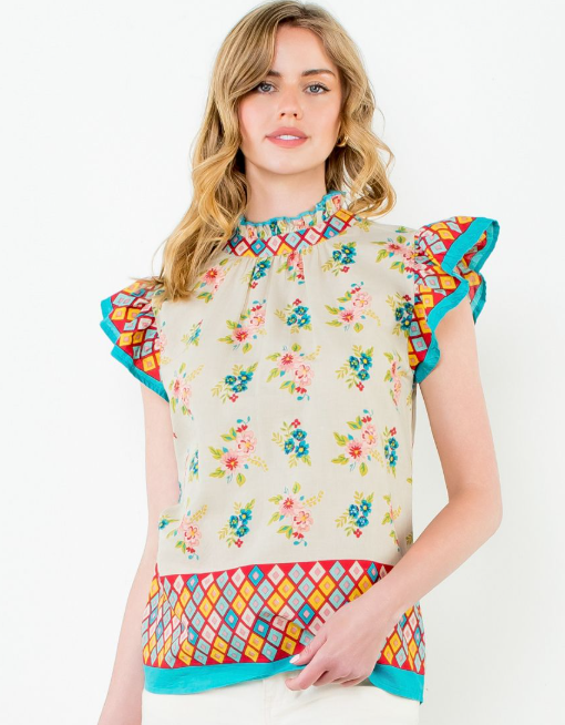 Flutter Sleeve Floral Top