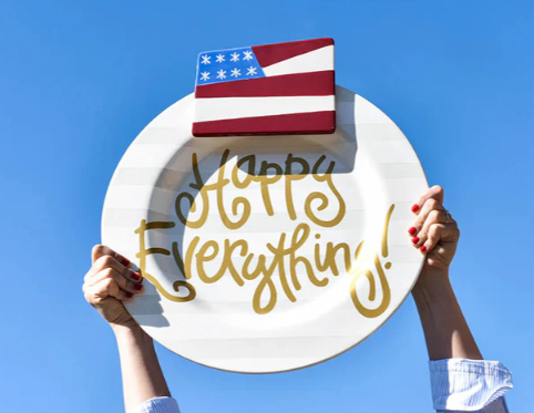 White Stripe Happy Everything Big Platter