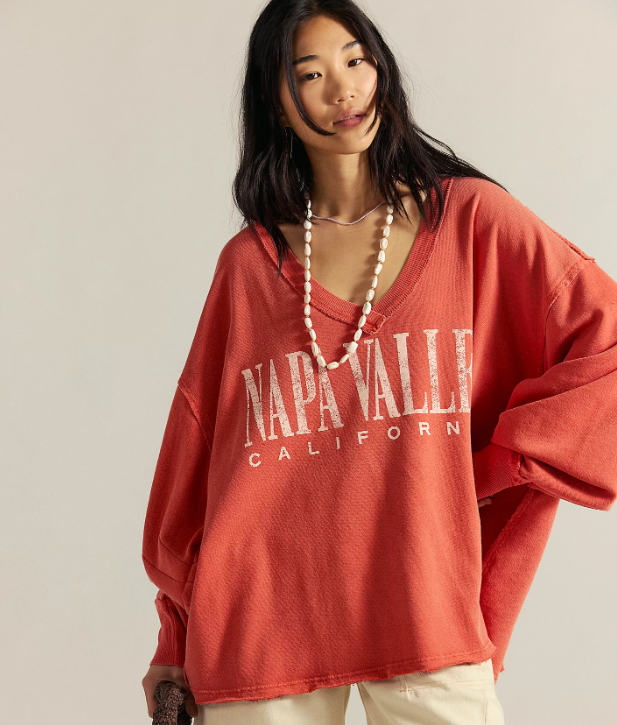 Rose Sienna Combo WTF Venice V Neck Graphic