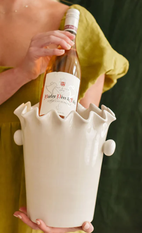 Signature White Ruffle Ice Bucket