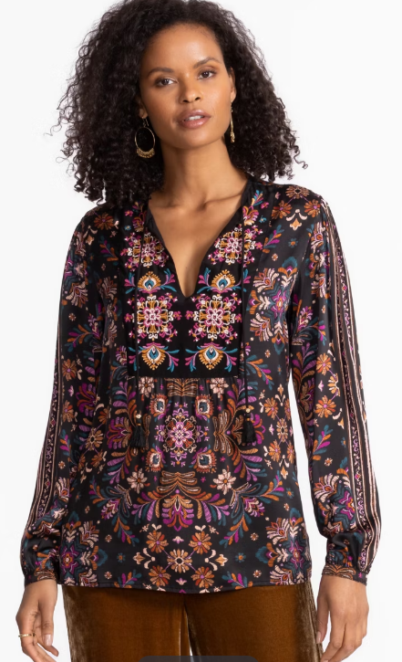 Brandi Curved Hem Prairie Blouse