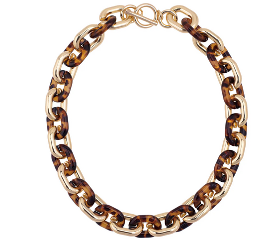 Ava Resin Linked Toggle Necklace in Tortoise