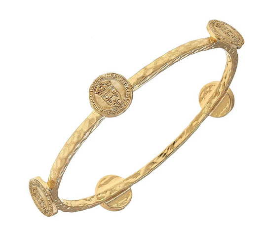 French Coin Bangle in Worn Gold