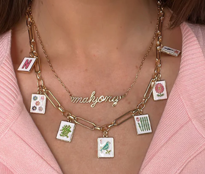 Going Mahjong! Enamel Charm Necklace in Multi
