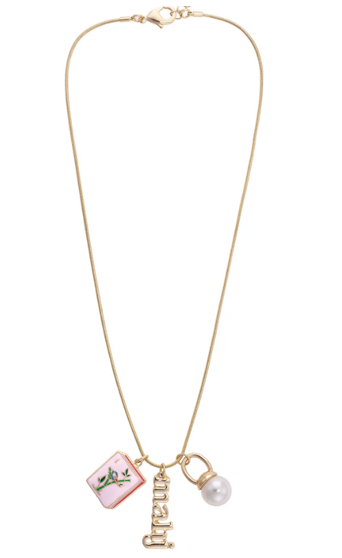 Mahjong Charm Necklace in Shiny Gold